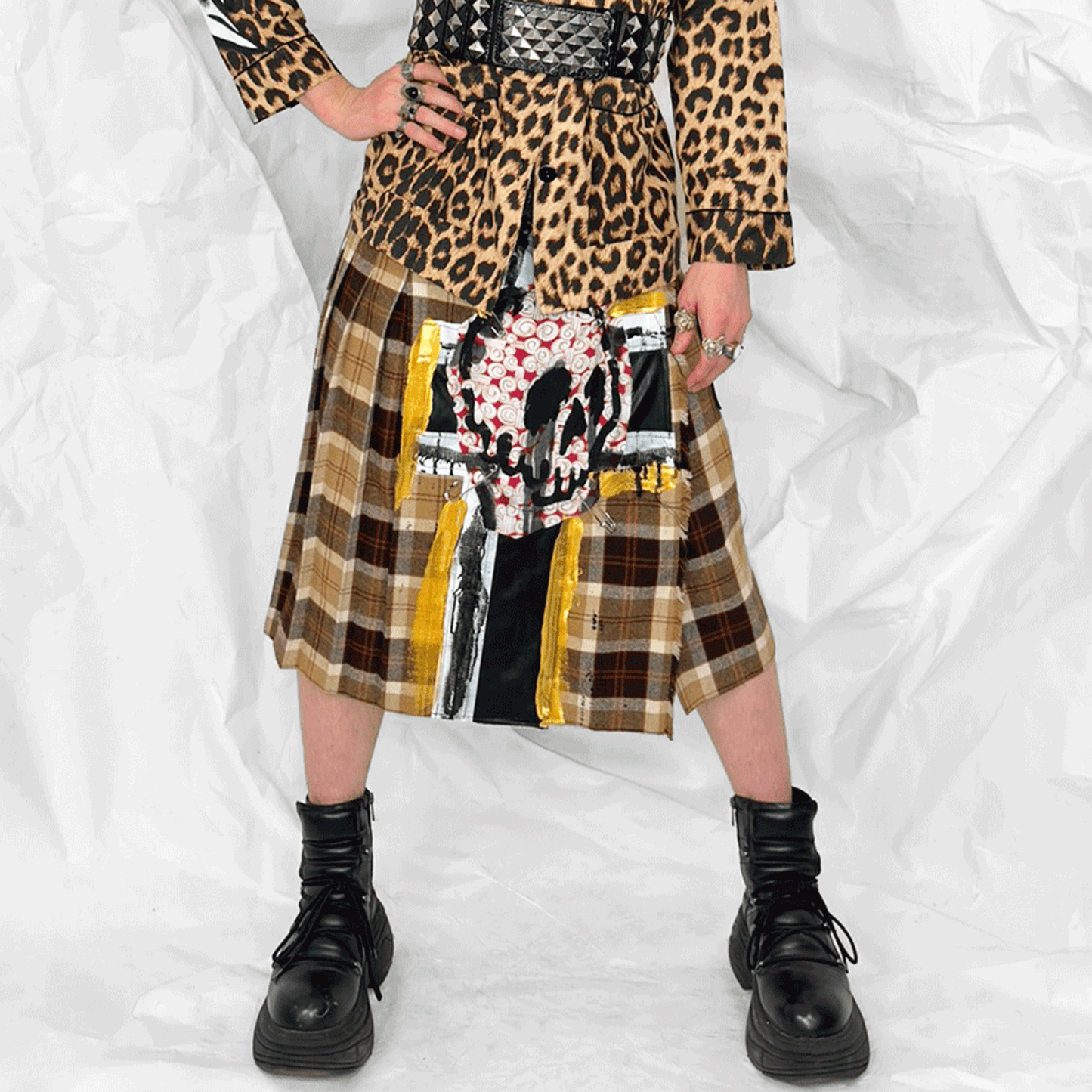 Crucified Skull Tartan Long Kilt