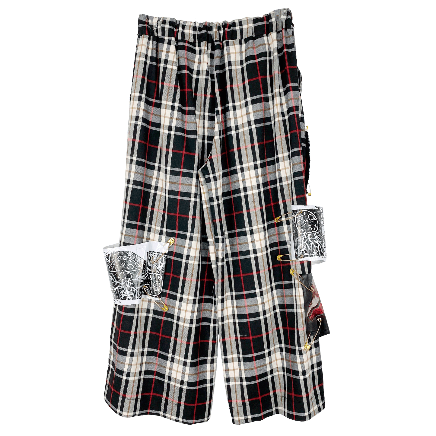 Palazzo Tartan Patch Pants