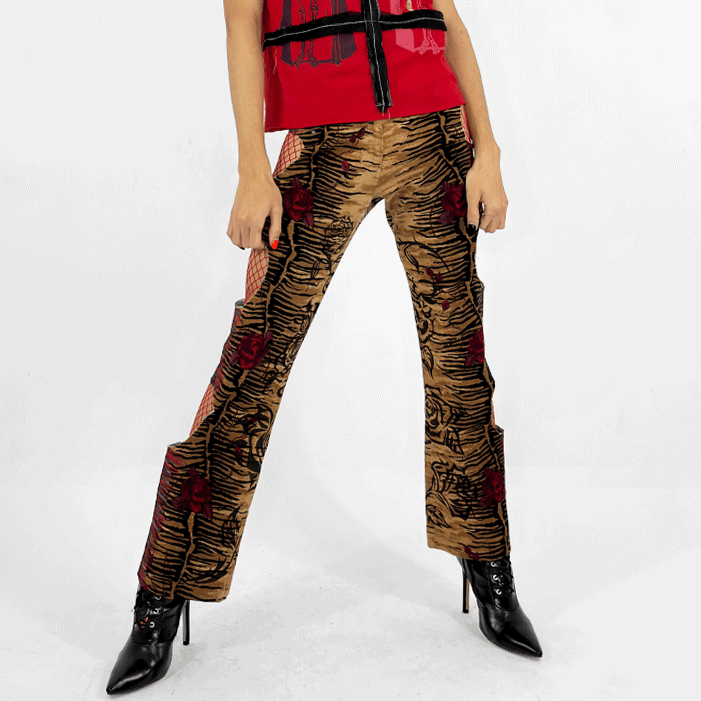 Animal Print Rose Y2K Pants