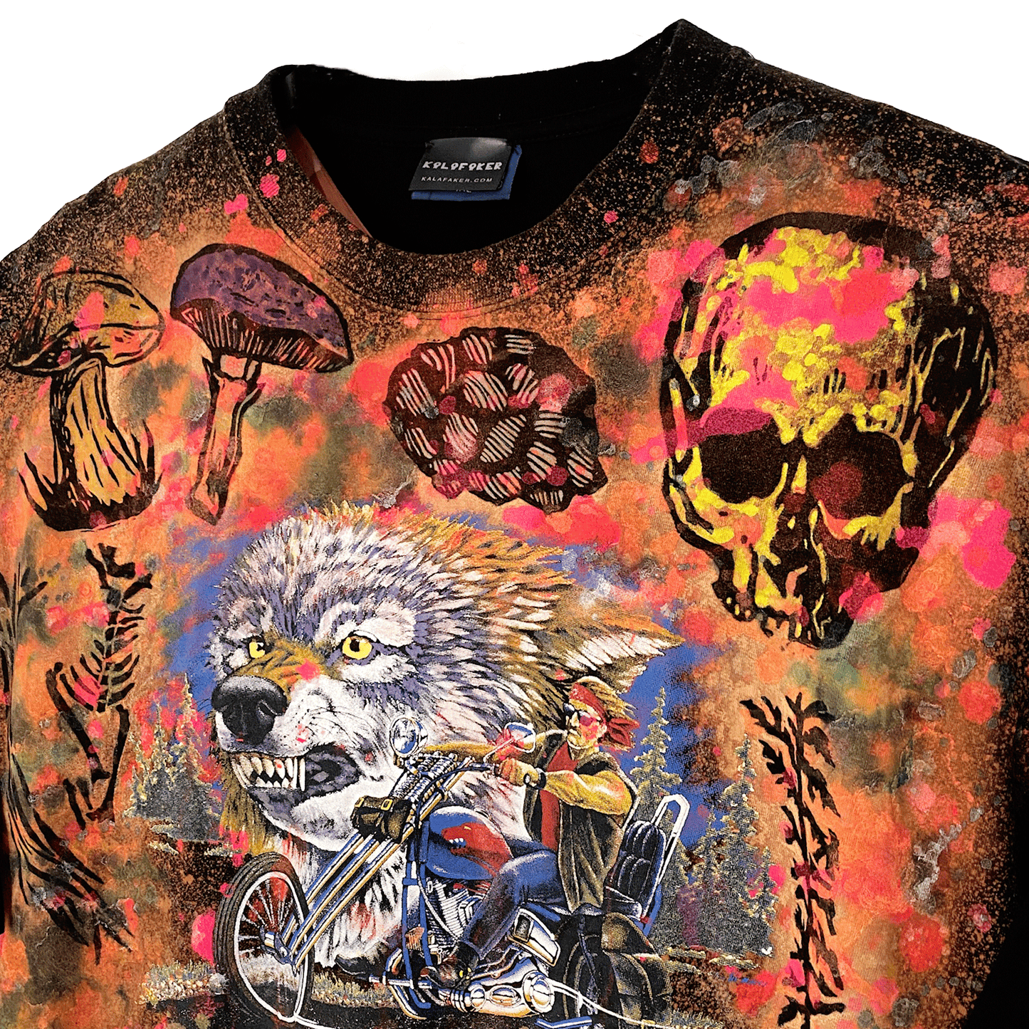 Psychedelic Biker Wolf T-Shirt