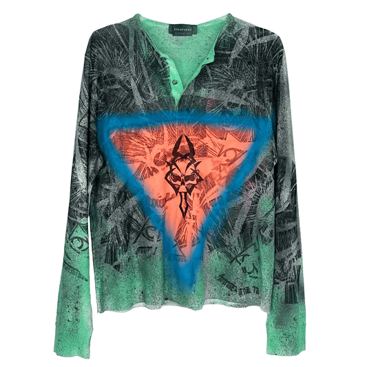 Neon Triangle Skull Polo T-Shirt